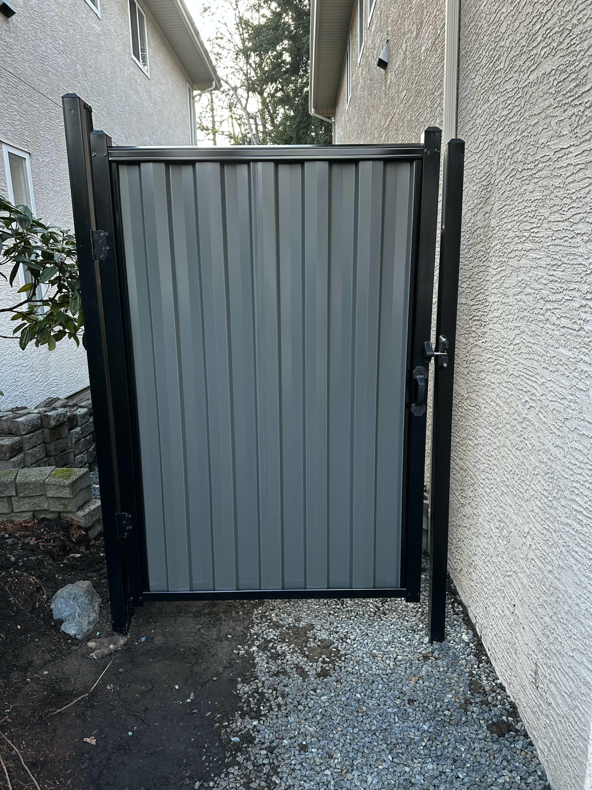 Grey and Black Metal Gate